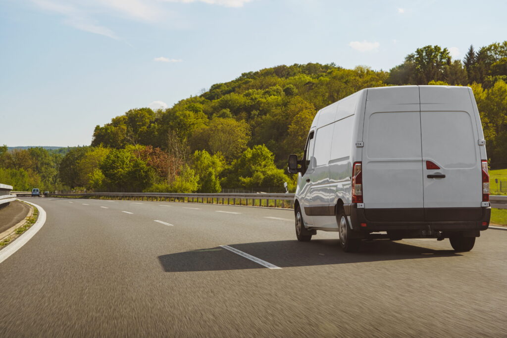 fast vans traveling on the highway